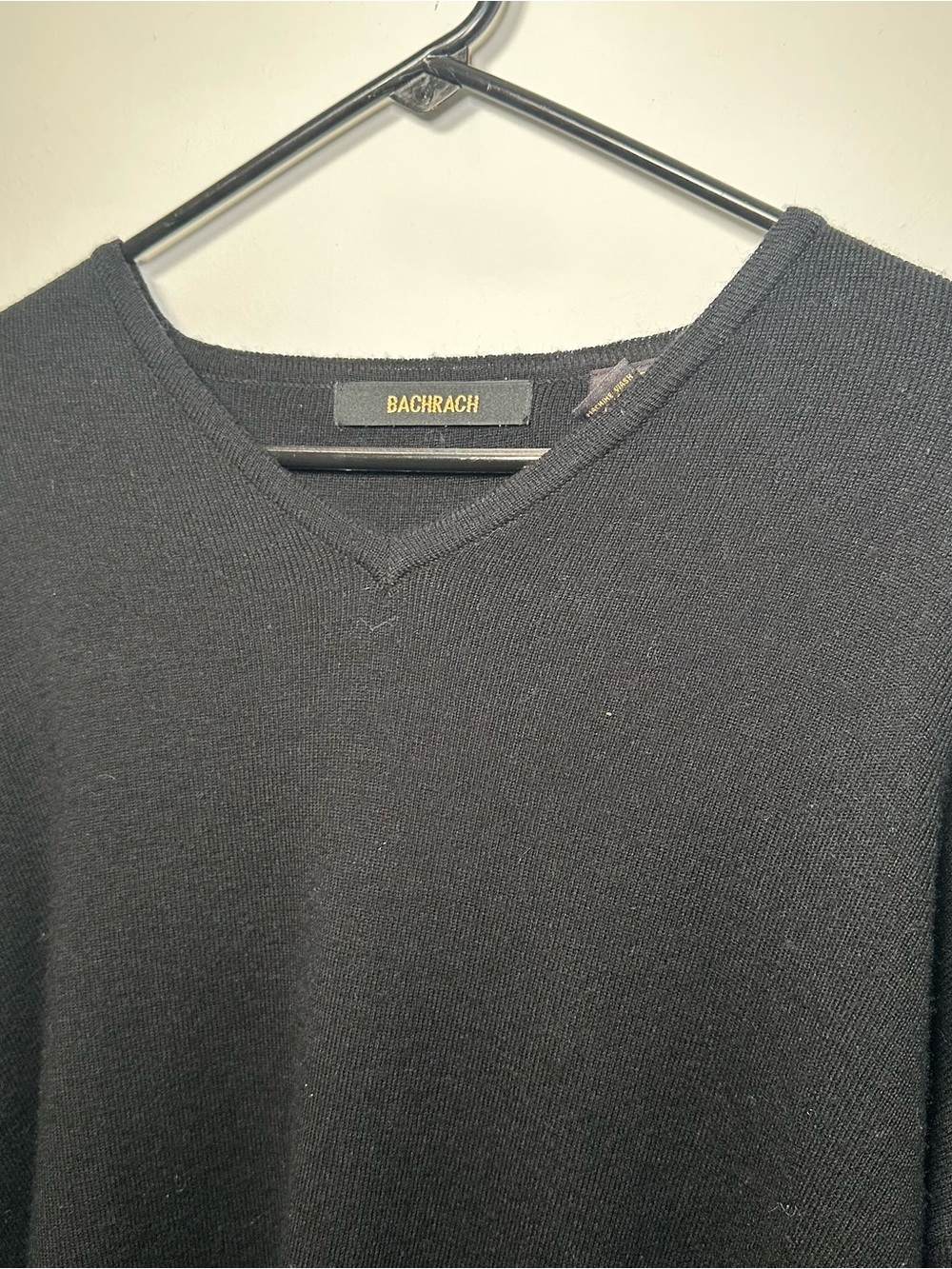 Bachrach Black V-Neck Wool Blend Sweater XL Men’s Lightweight Knit Pullover - Picture 10 of 15